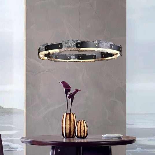 Modern Ring Chandelier Black Finish Detail