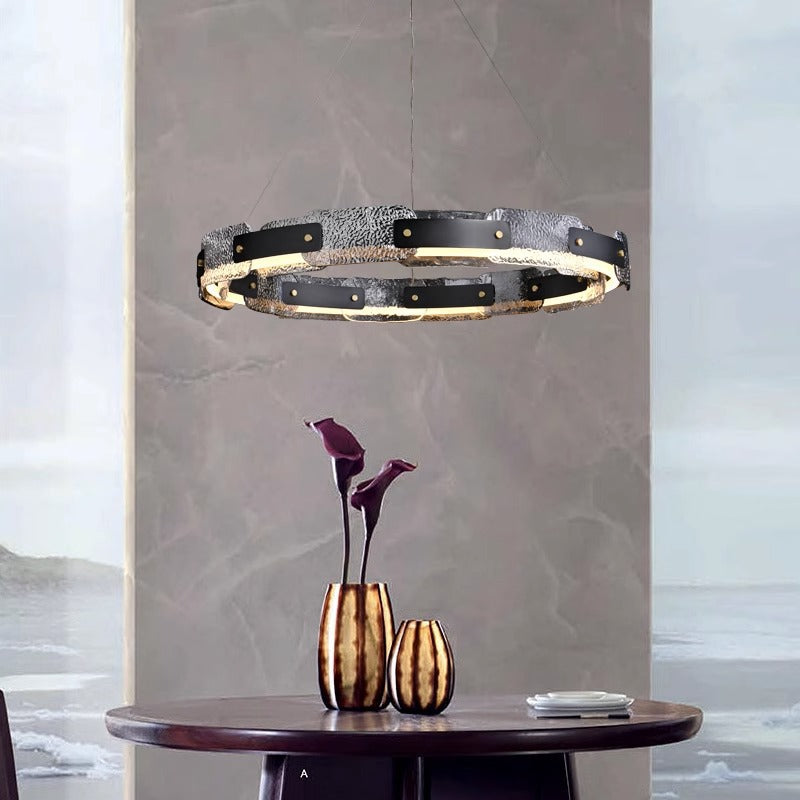Modern Ring Chandelier Black Finish Detail OpalDwell