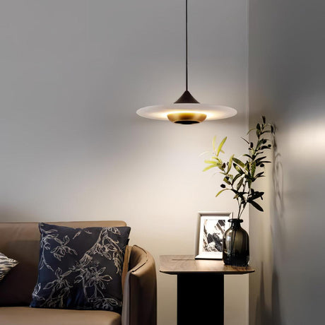 Marble and Metal Pendant Lamp Close-Up View