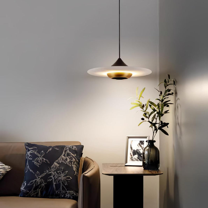 Marble and Metal Pendant Lamp Close-Up View