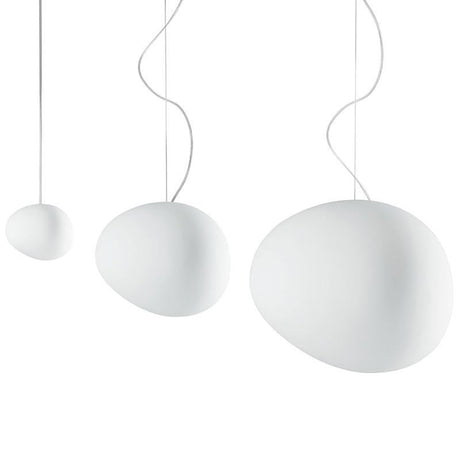 Glass Pendant Light in White Finish for Dining Room