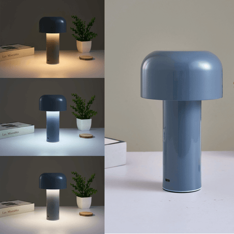 Mushroom Lamp Front View Iron Base Detail