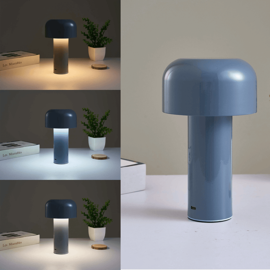Mushroom Lamp Front View Iron Base Detail