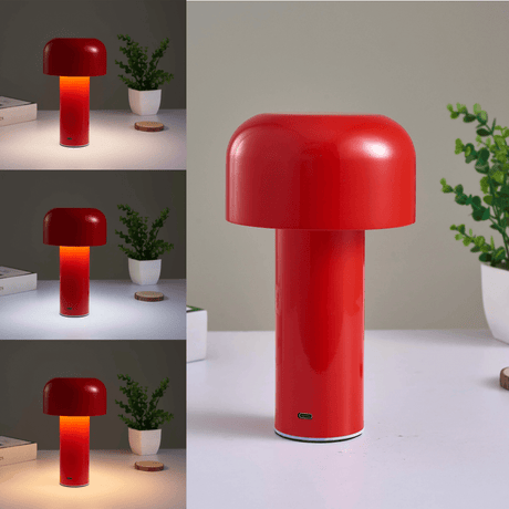 Cordless Bedside Lamp Compact Mushroom Silhouette