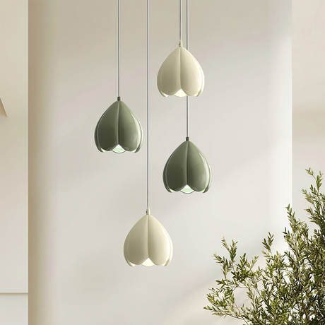 French rustic glass pendant lamp with feather-detail shade