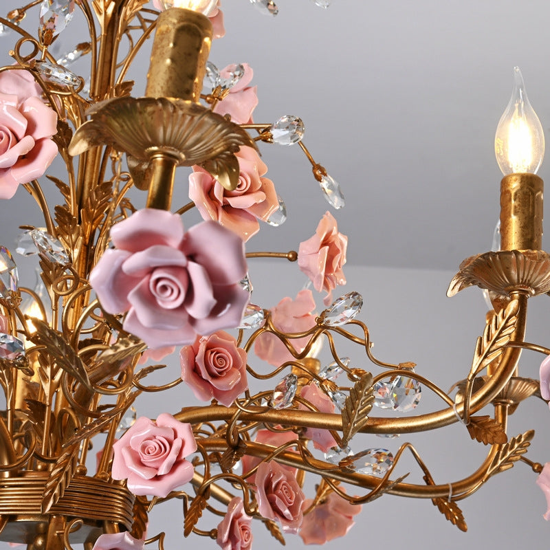 French Country Rose Chandelier for Living Room