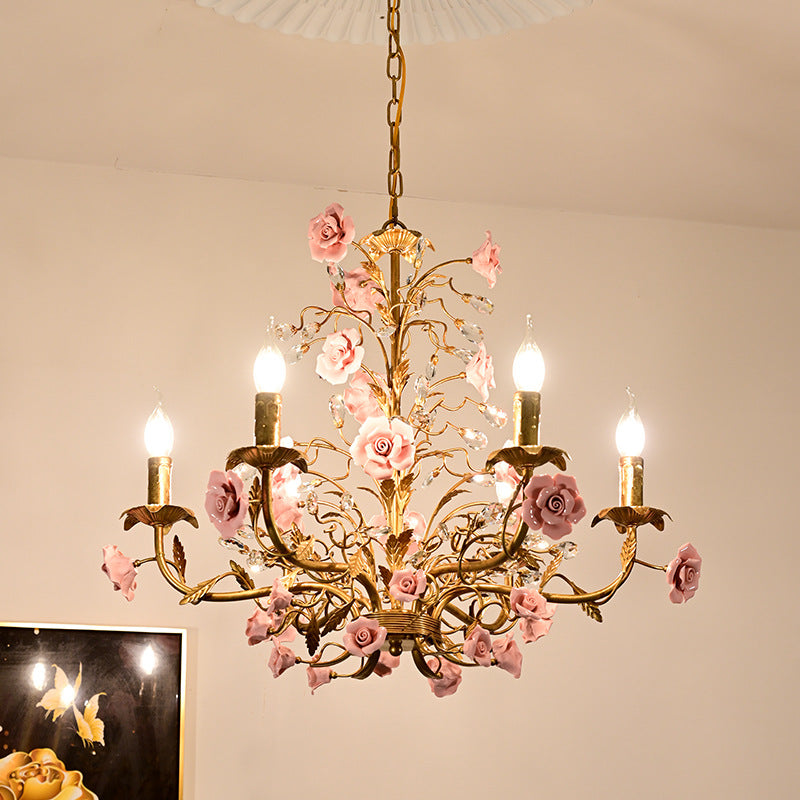 French Country Rose Chandelier for Living Room