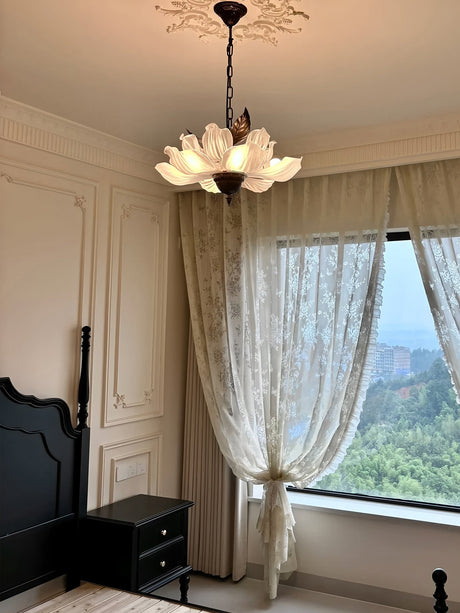 Floral Pendant Light Brown Finish Detail OpalDwell