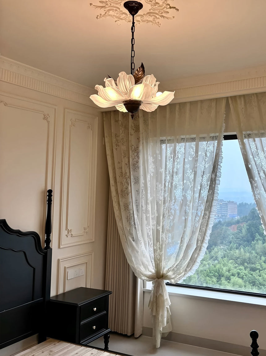 Floral Pendant Light Brown Finish Detail OpalDwell