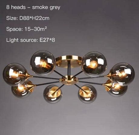 Modern Glass Globe Chandelier for Dining Room Lighting