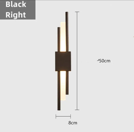 Black wall lamp warm ambient glow view