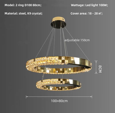 layered multi-ring chandelier design