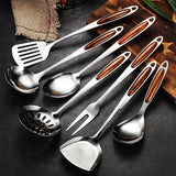 Stainless Steel Kitchen Utensil Set With Non-Slip Ergonomic Grip - OpalDwell