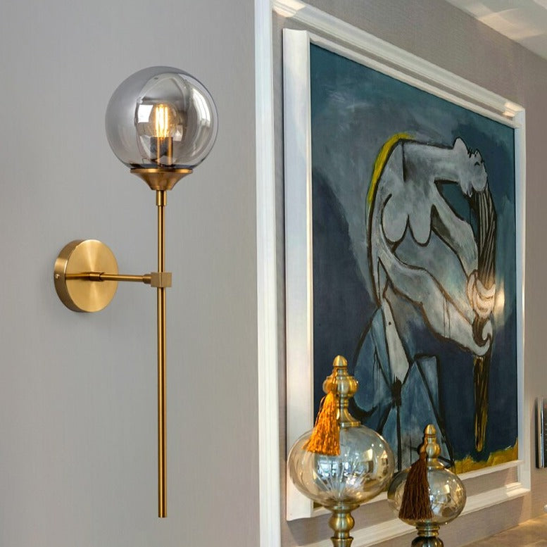 Modern torch-style wall light for staircase