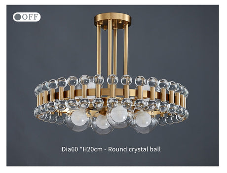 Round Crystal Chandelier Side Detail Close-Up View - OpalDwell
