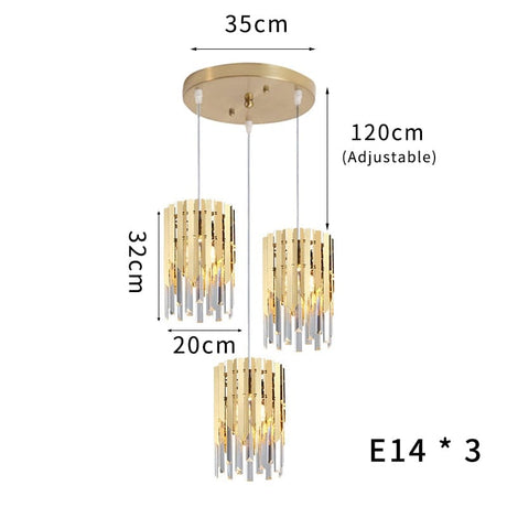 Modern LED Crystal Pendant Chandelier with Stainless Steel Accents