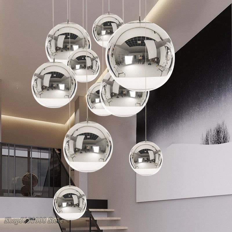 Glass Sphere Pendant Light in Rose Gold Finish