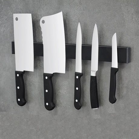 Black stainless steel magnetic knife rack for kitchen