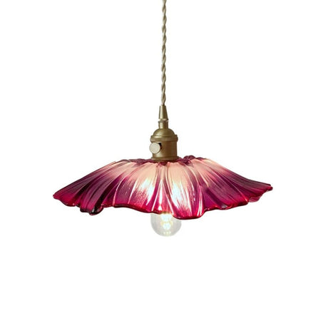 Floral Glass Pendant Light Installed Above Table