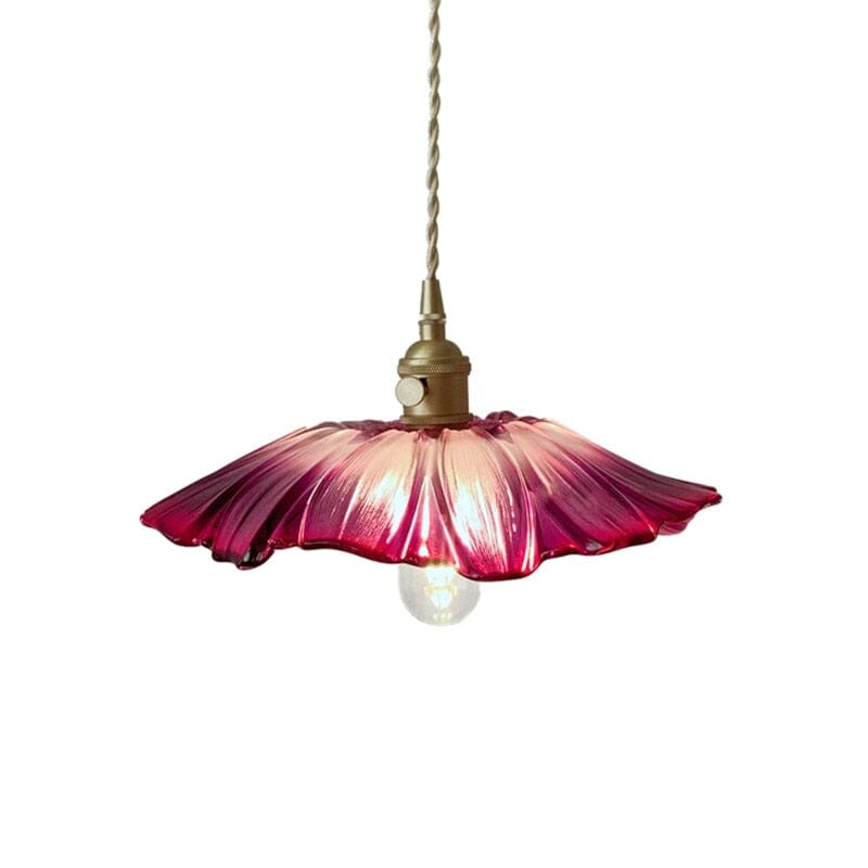 Floral Glass Pendant Light Installed Above Table