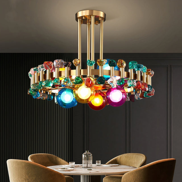Lumira Crystal Chandelier Round LED Design Gold Finish - OpalDwell