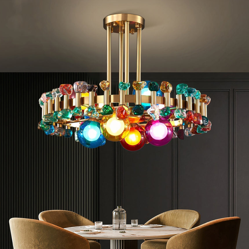 Lumira Crystal Chandelier Round LED Design Gold Finish - OpalDwell