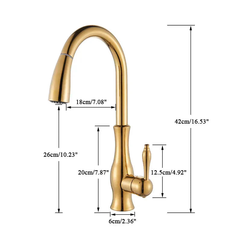 Gold kitchen faucet - countertop mounted mixer