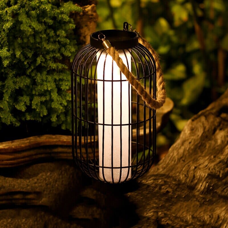 Solar-powered lantern for garden decor