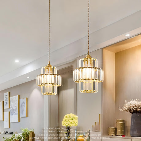 Glass and crystal ceiling light for common areas