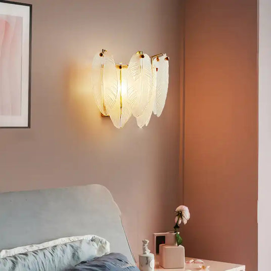 Leafy crystal shade wall light fixture