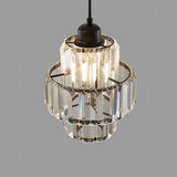 Black cord crystal ceiling light detail view