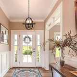rustic metal round frame chandelier