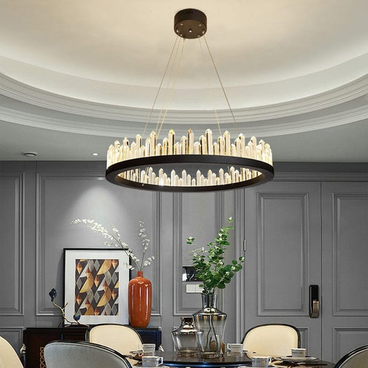 Crystal Chandelier Circle Shaped Design Living Room