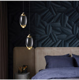 Brass crystal pendant light with clear glass drops