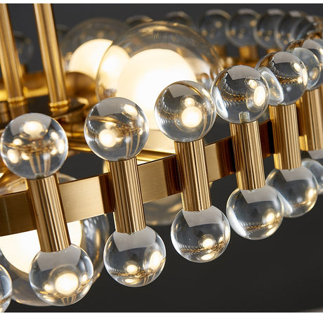 Round Chandelier Gold Color Crystal Accent Detail - OpalDwell