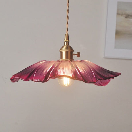 Floral Glass Pendant Light Feminine Accent Detail