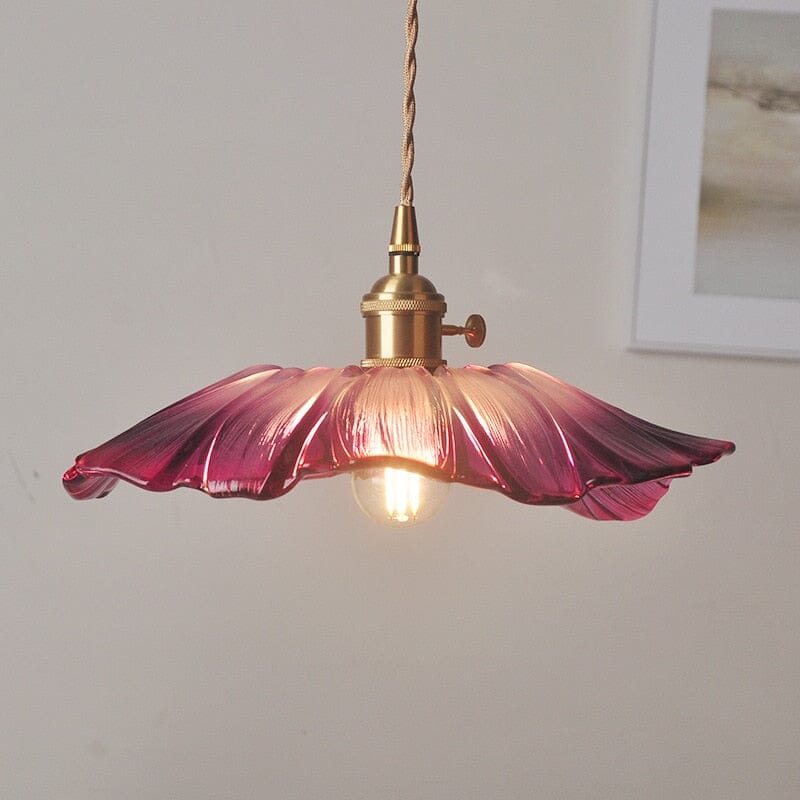 Floral Glass Pendant Light Feminine Accent Detail