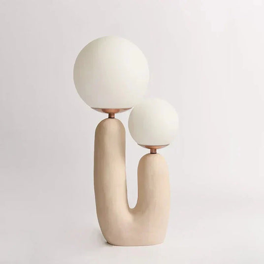 Table lamp with metal and glass details for home accent