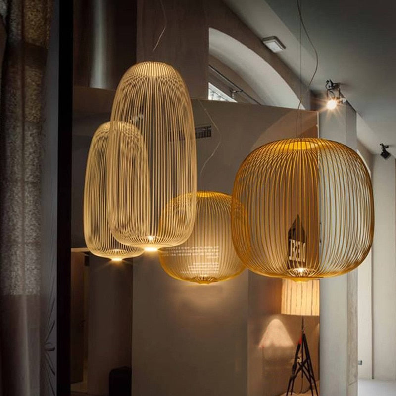 Iron Spoke Pendant Light Tall Size