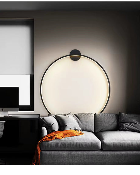 Round Wall Light Lit Ambiance View OpalDwell