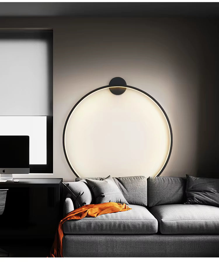 Round Wall Light Lit Ambiance View OpalDwell