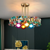 Round Crystal Chandelier Living Room Ceiling Accent - OpalDwell