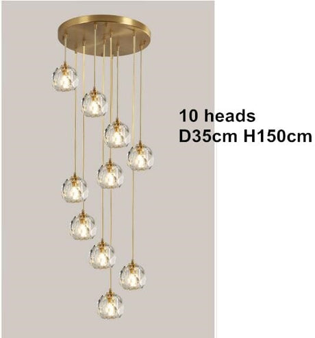 multi-head crystal pendant light configuration