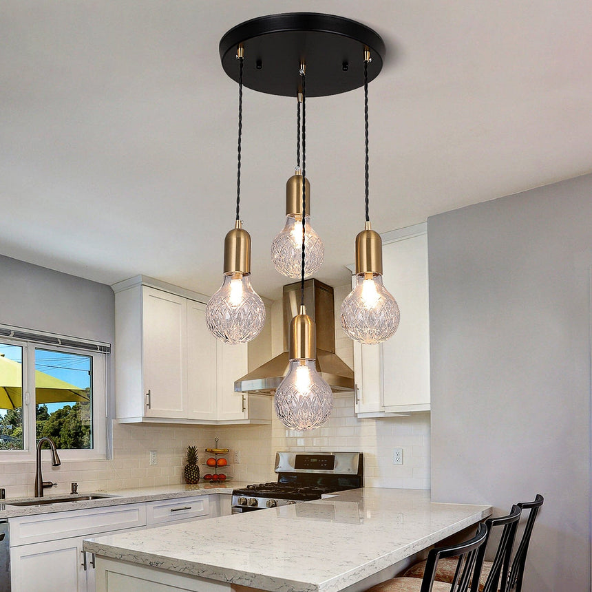 Bexley Pendant Light with Striped Crystal Glass Shade