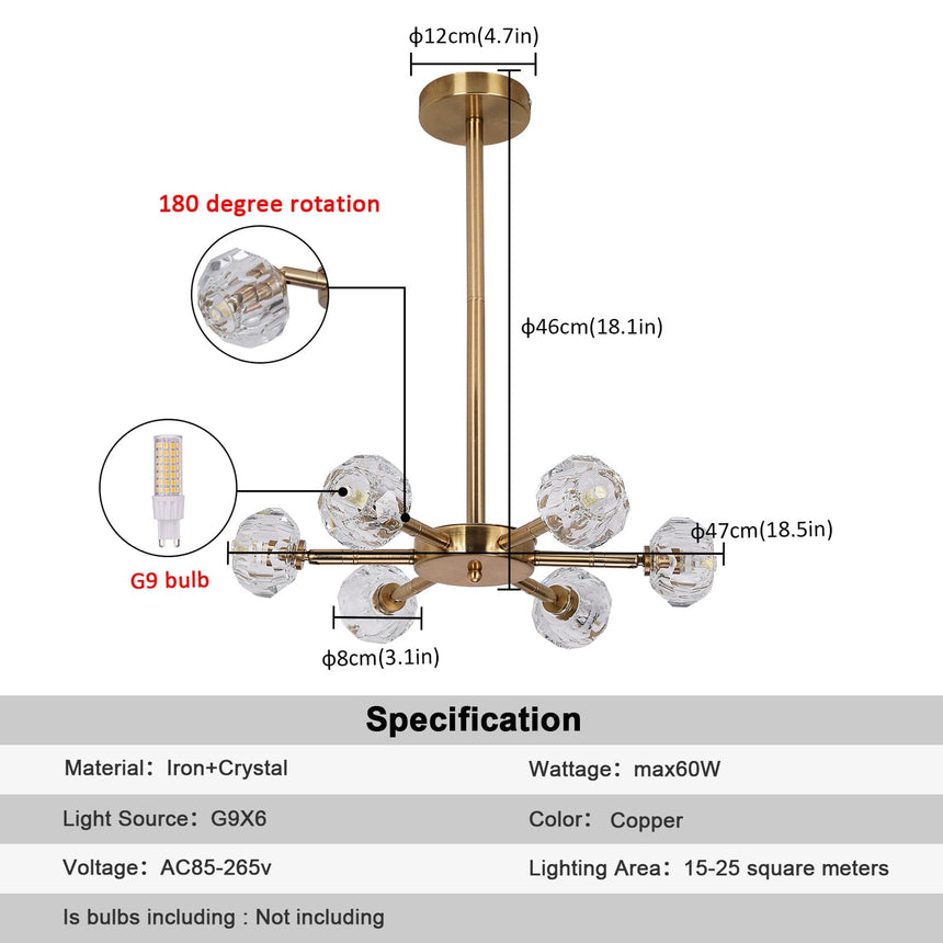 Liora Crystal LED Hanging Light Semi-Flush Mount Interior Lighting Accent