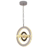 K9 crystal 3-ring rotating pendant light with brushed stainless finish