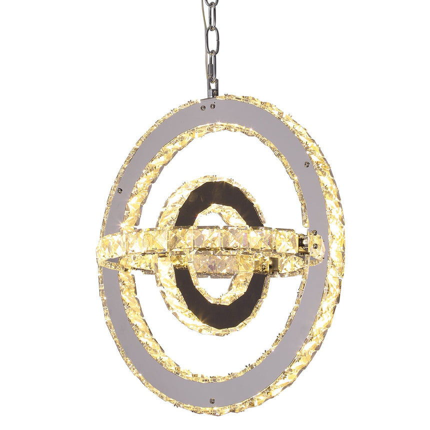 Rotating crystal ring LED ceiling lamp for modern homes