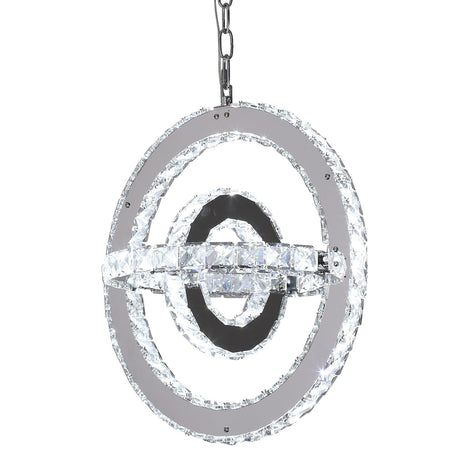 Brushed stainless steel crystal ring chandelier LED lighting