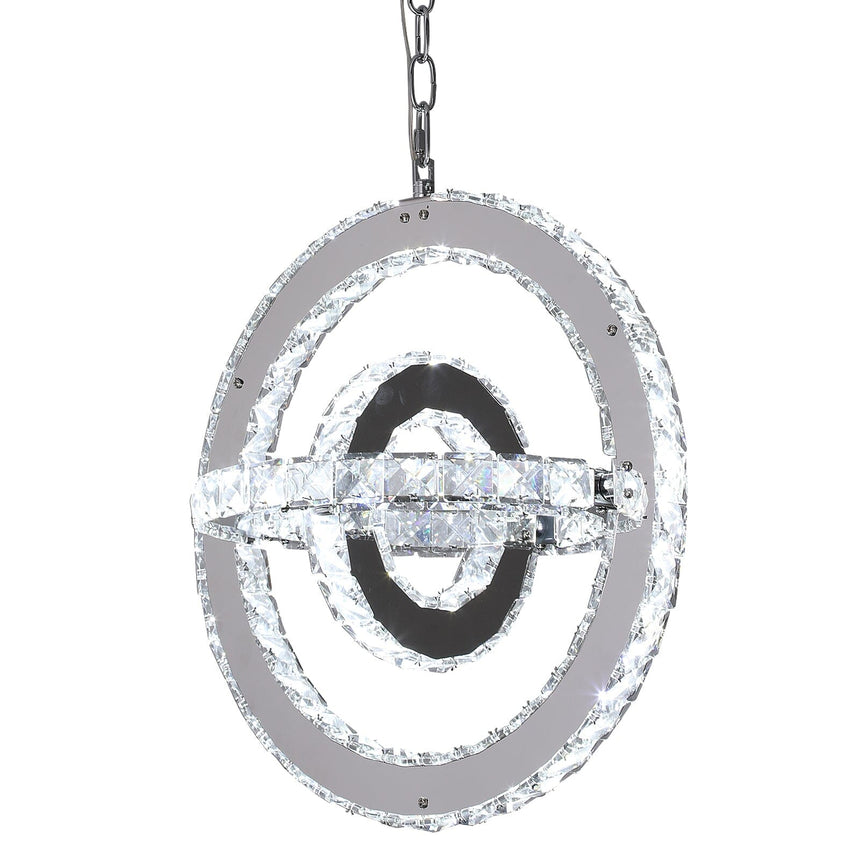Brushed stainless steel crystal ring chandelier LED lighting