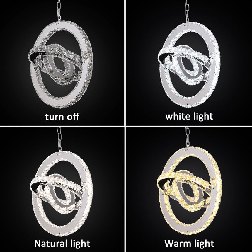 Crystal ring pendant light close-up texture detail